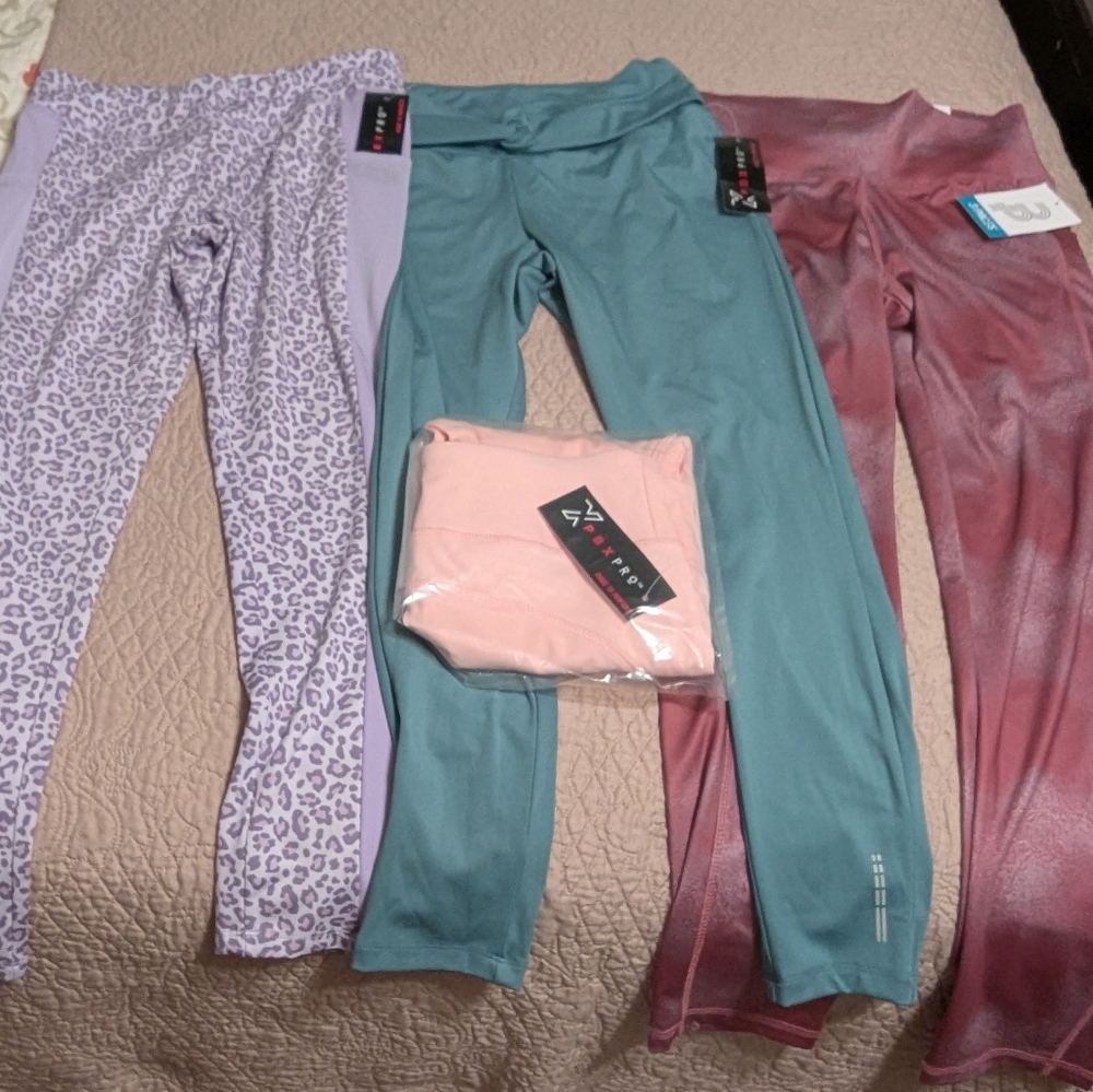 Ladies Leggings Set of 4 - Green, Pink, Purple, Bownnish Small